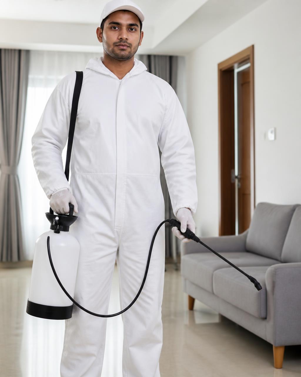 Sunrise Pest Solution technician ready for a residential treatment